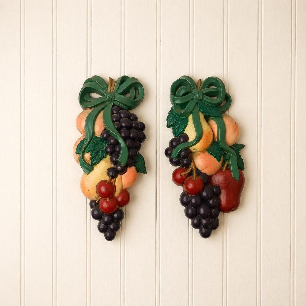 Set of 2 Vintage HMCO Fruit Wall Hangings